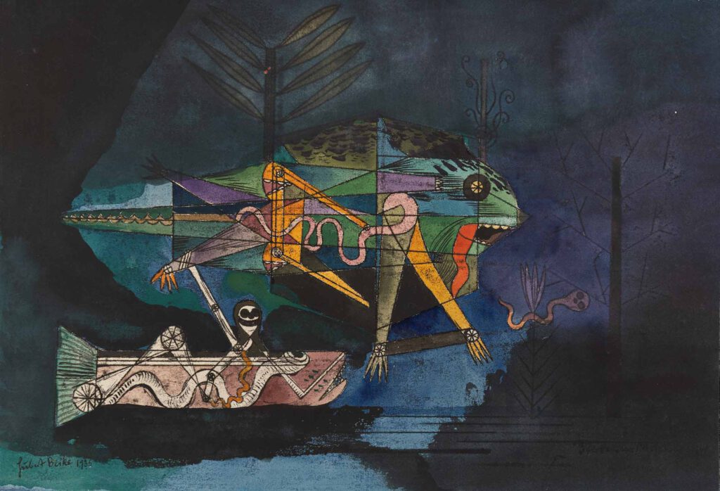 3073 "Sterbender Molch" 1936 31x44cm Monotypie und Aquarell auf Papier 3073 "Dying Newt" 1936 31x44cm monotypie and watercolor on paper