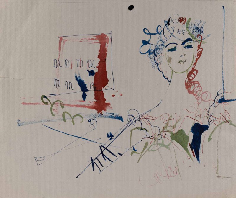 9556 ohne Titel (Theater) 1958 21x25cm Aquarell auf Papier 9556 no title (theatre) 1958 21x25cm watercolor on paper